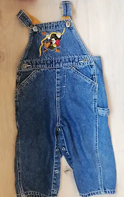 Buy Mickey Mouse Vintage Embroidered Overalls Denim Dungarees 12-18m Disney Store  • 12.38£
