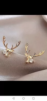 Buy Elegant Christmas Reindeer Stag Stud Earrings For Women Girls Crystal Jewelry • 4.95£