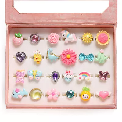 Buy 24pcs Kids Cute Charm Rings Toy Rings For Girls Jewelry Rings Set Princess Rings • 11.89£