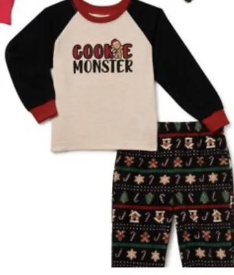 Buy NWT 8 Boy Girl COOKIE MONSTER Christmas Gingerbread Men Cookies Pajamas Jolly Pj • 15.63£
