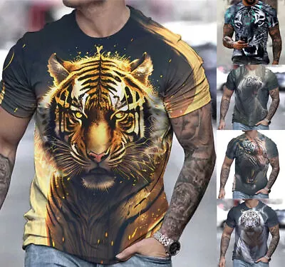 Buy Tiger Lion Animal Design T Shirt Tee Top Mens Graphic Print Sizes XS-6XL • 24.71£