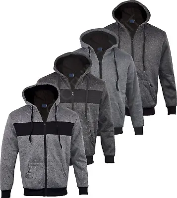 Buy Mens Hooded Sherpa Fur Lined Fleece Jacket Coat Plain Full Zip S-XL • 14.99£