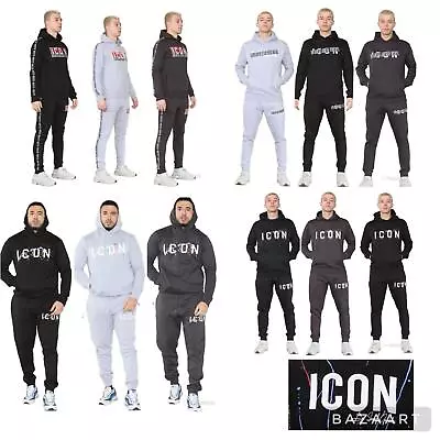 Buy NEW Mens ICON FULL Tracksuit Slim Skinny Fit Joggers Bottoms Jumper Hoodie Gym . • 24.99£