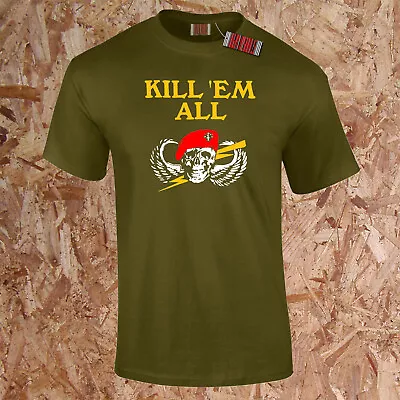 Buy Kill Em All T-Shirt SAS Paratrooper Special Forces Military Skull Crossbones • 12.95£