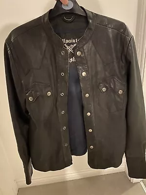 Buy Men’s All Saints Black Leather ‘ROCK SHIRT’ Shirt/jacket Size M • 40£