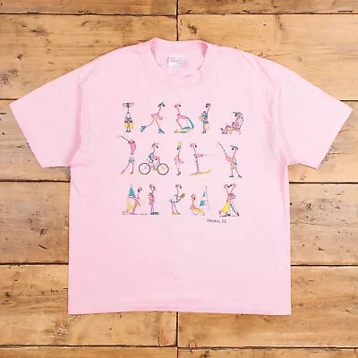 Buy Vintage Hanes Single Stitch T Shirt Graphic 2XL 90s USA Made Florida Flamingo • 24.99£