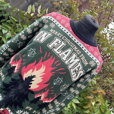 Buy Bravado In Flames We Trust Band Holiday Sweater Christmas Xmas Knit Jumper L • 69.99£