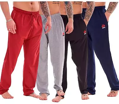 Buy Men Plain Pyjamas 2 Pack Cotton Jersey Bottoms Pockets Lounge Pants Nightwear • 13.95£