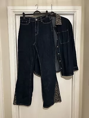 Buy Nasty Gal Blue Denim Leopard Print Jeans And Jacket 10 12 Coord Set Matching • 15£