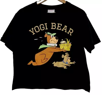 Buy Yogi Bear & Boo Boo Womens Black Short Sleeve T-Shirt Retro Cartoon Top - Size S • 21.69£
