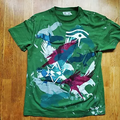 Buy 'Birds Of Prey' XL 44  Chest, T-shirt, Olive Green-4-colour, Handprinted LMT.  • 23£