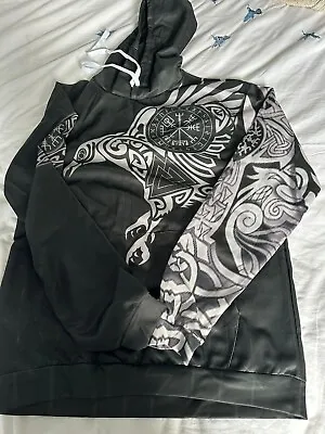 Buy Celtic Raven Artwork Symbols Unisex Sweatshirt Hoodie 3D Print Sweatshirt Black • 24.99£