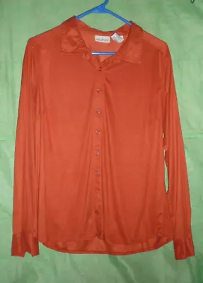 Buy White Stag Women's Button Up Blouse Soft Light Suede Rust Orange Size L (12/14) • 14.17£