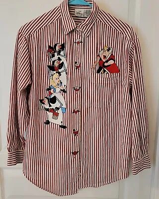 Buy  Disney Red And White Stripped Alice In Wonderland Embroidered Shirt Size M • 212.33£