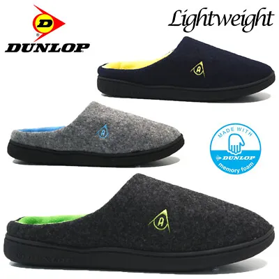 Buy Mens Dunlop Memory Foam Slippers Indoor Mules Lined Warm Cozy Winter Shoes Size • 12.95£