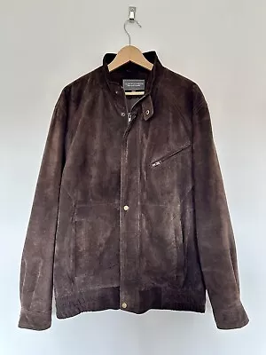 Buy Greenwoods Elite Jacket Men's Large Dark Brown Suede Bomber Coat Smart Adult • 27.97£