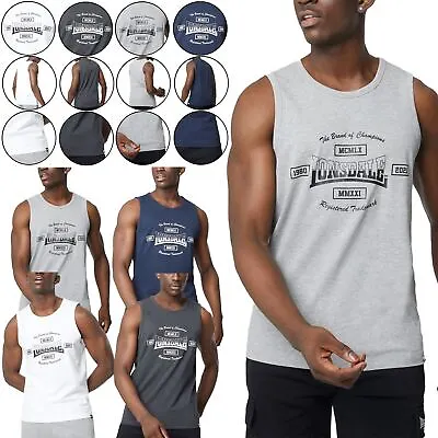 Buy Mens Gym Tank Vest Lonsdale Jersey Graphic Printed Boxing Top Regular Fit Sport • 4.99£