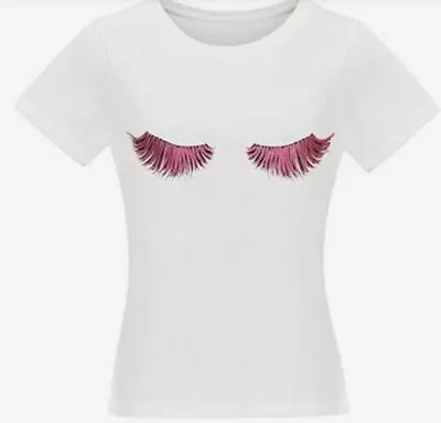Buy 3 X AVON Eyelashes T Shirt Size 14 / 16 White Pink Black Art T-Shirt 100% Cotton • 7.99£