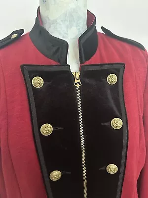Buy Ralph Lauren Denim & Supply Military Jacket Red Jersey Cotton Velvet Size XL • 84.99£