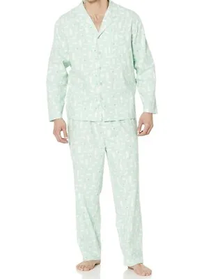 Buy Winter/ Christmas Xmas Flannel Men’s Pyjama Set Mint Forest Animals #83 Amaz/ess • 14.99£