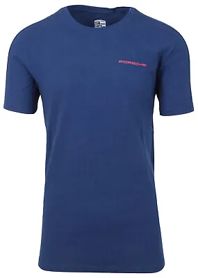 Buy Porsche Men's Short Sleeve T-Shirt 100% Cotton Blue Crew Neck • 94.80£