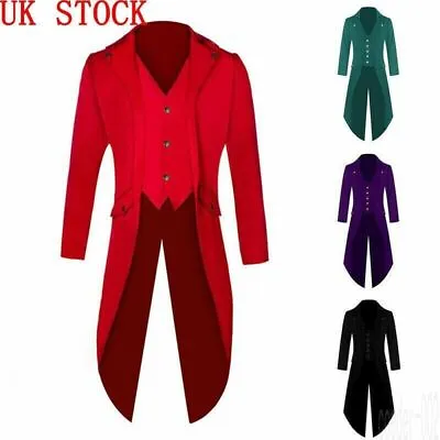 Buy Men Jacket Retro Victorian Steampunk Swalow Gothic Tailcoat Ringmaster Tail Coat • 11£