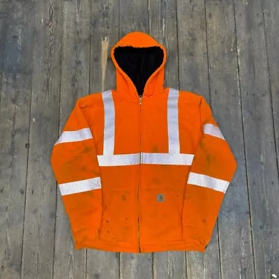 Buy Carhartt Hoodie Mens Hi Visibility Mesh Lined Full-Zip Sweatshirt, Orange Large • 40£
