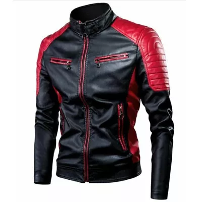 Buy Men Black And Red Leather Jacket For Bikers And Racers, Fashion Jackets • 249.99£