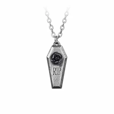 Buy Alchemy Gothic Pendant RIP Rose Coffin Pewter Necklace Alternative Jewellery • 9.50£