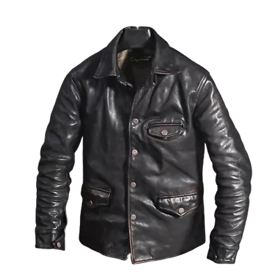 Buy Mens Vintage Distressed Black Motorcycle Jacket Casual Biker Leather Jacket Coat • 25£