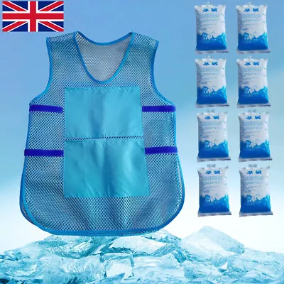 Buy Summer Cooling Vest Outdoor Ice Cooler Clothing 8 Ice Bag Mesh Sunstroke Prevent • 8.88£