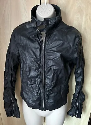 Buy River Island Black Leather Jacket Size 12 • 12.99£