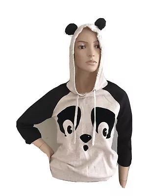 Buy Cute Cotton Panda Hoodie Statement Hooded Jumper Hoody Uk 6 Eu 34 Us 2 Xs Bnwt • 19.99£