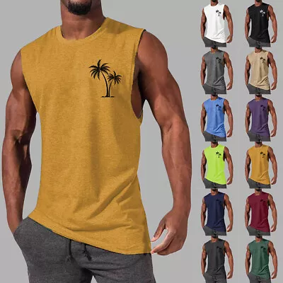 Buy Mens Sport Vest Tank Tops Muscle Gym Fitness Training Bodybuilding T Shirt Tee • 2.99£