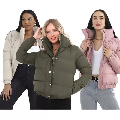 Buy Ladies Brave Soul Slay Padded Short Length Puffer Jacket With Large Collar • 29.99£