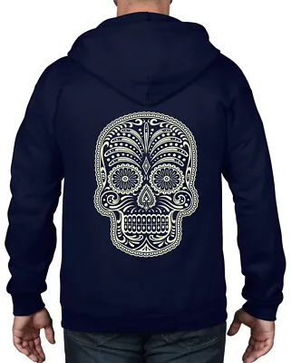 Buy SUGAR SKULL DAY OF THE DEAD FULL ZIP HOODIE - Goth Gothic Tattoo T-Shirt • 29.95£