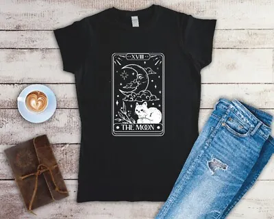Buy Moon Tarot Card Gothic/Celestial Ladies Fitted T Shirt Sizes Small-2XL • 12.49£