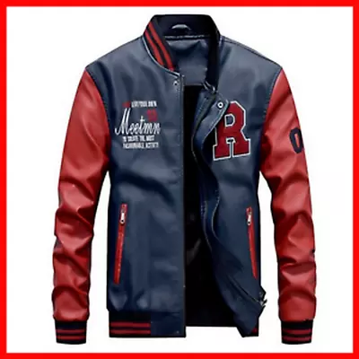 Buy Men's Letterman Jacket Vintage Baseball American College Varsity Leather Bomber • 28.99£