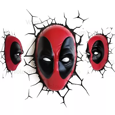Buy Marvel 3D FX Light Deadpool Mask Wall Decoration LED With Sticker • 24.99£