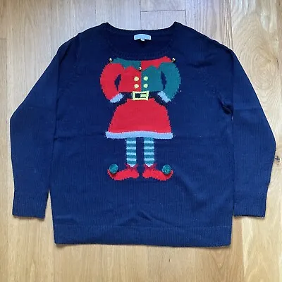 Buy Redherring Women’s Navy Round Neck Christmas Pullover Jumper Size 20 Elf Girl • 9.99£