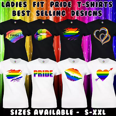 Buy Ladies Pride T Shirts Womens Top Lgbtq Gay Lesbian Rainbow Flag Gay Pride Women • 7.99£