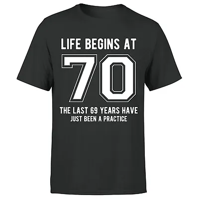 Buy Life Begins At 70th Birthday Gift Mens T-Shirt Gift For Him • 9.99£