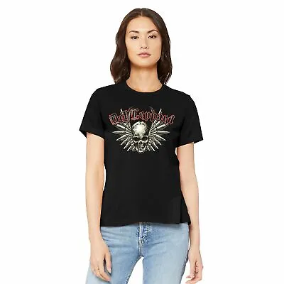 Buy Def Leppard Winged Skull Women's T Shirt Tattoo Rock Band Concert Tour Merch Top • 23.21£