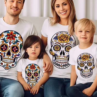 Buy Mexican Skull Sugar Candy Day Of The Dead Gothic Wrestling Mask T-Shirt #D#V • 9.99£