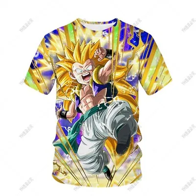 Buy Mens Anime Dragon Ball Z 3D Super Saiyan Son Goku SSJ DBZ Short Sleeve T-shirt • 11.88£