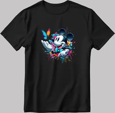 Buy Mickey Mouse Disney Characters T-Shirt White-Black Men's / Women N183 • 10.98£