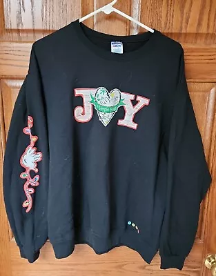 Buy  JOY In Simple Things  Jerzees NuBlend Sweater Black Tina Dove Christmas Sz L • 18.89£