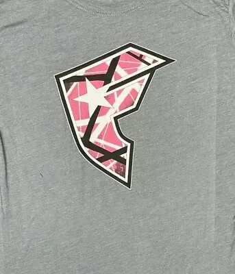 Buy FAMOUS STARS & STRAPS LADIES FITTED TOP TSHIRT Pink Logo GREY 5 • 19.99£