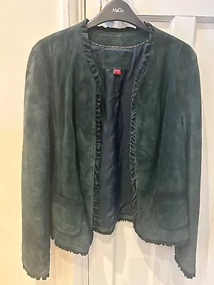 Buy Ladies Green Suede Leather Jacket Size 14 Monsoon • 14.99£