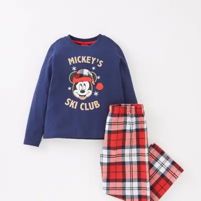 Buy Disney Mickey Mouse Boys Christmas Mini Me Pyjamas Navy Check Size Age 6-7 Yrs • 9.39£